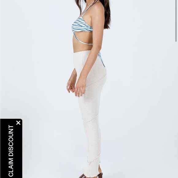 Princess Polly Oscar Maxi Skirt Beige High Waisted Pencil Fit Rib Knit Size 6 - Picture 4 of 13